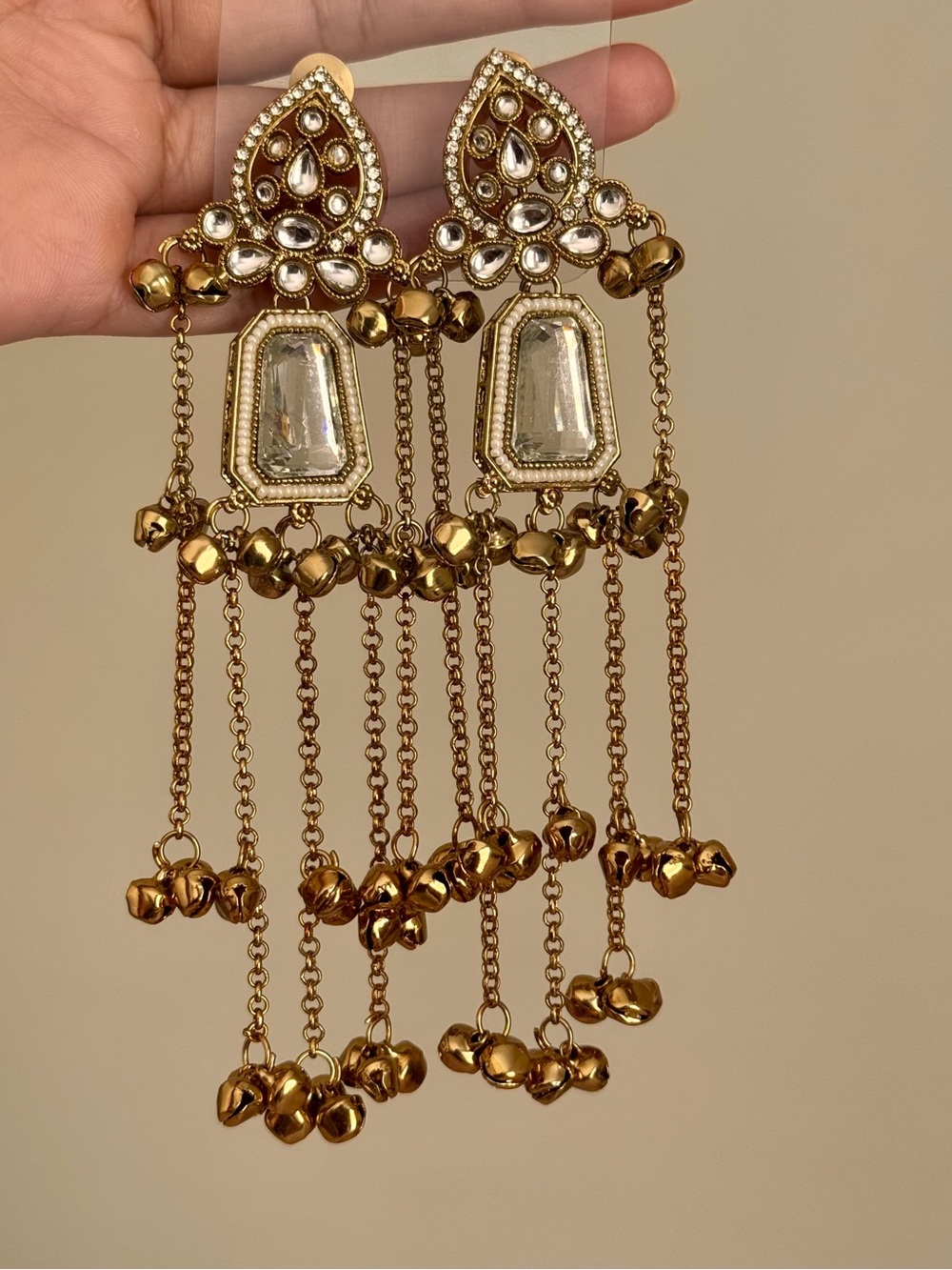 Clear diamond Kundan Kashmiri Earrings - Women Jewelry